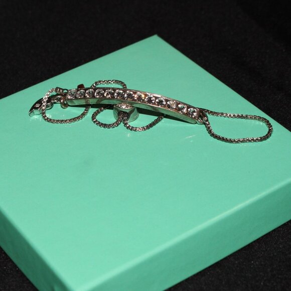 Friends Forever Engraved Lariat Bracelet w/Swarovski Crystals & Heart Charms - Picture 5 of 7